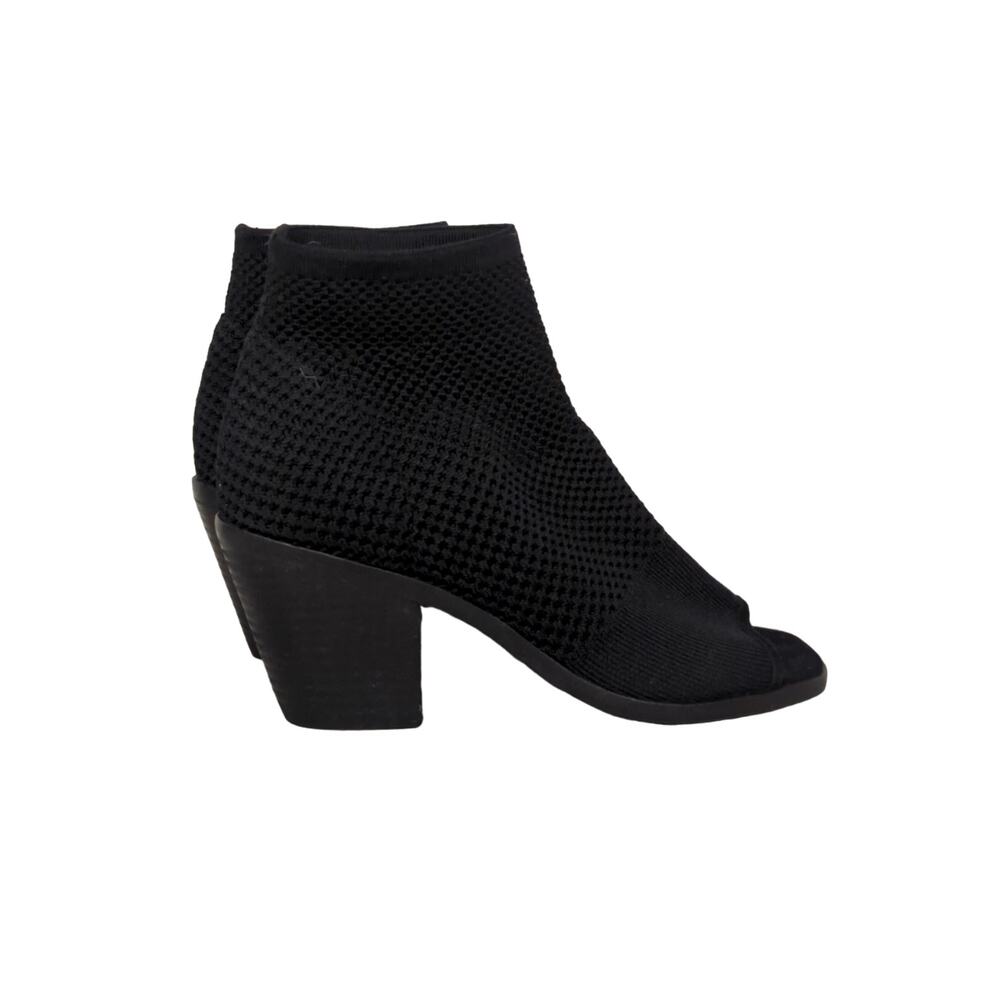 new Eileen Fisher heeled booties sz5 stretch open knit open toe Ark perforated